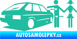 Samolepka Love car love girl levá tyrkysová