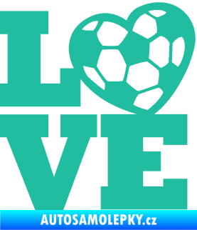 Samolepka Love fotbal tyrkysová