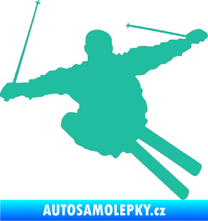 Samolepka Lyžař 001 pravá tyrkysová