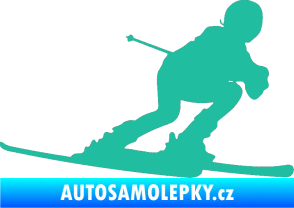 Samolepka Lyžař 002 pravá tyrkysová