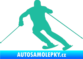 Samolepka Lyžař 003 levá tyrkysová