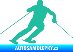 Samolepka Lyžař 003 pravá tyrkysová