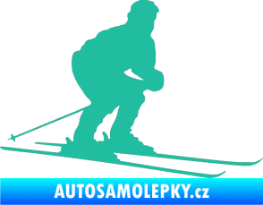Samolepka Lyžař 009 pravá tyrkysová