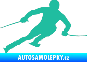 Samolepka Lyžař 012 pravá tyrkysová