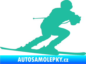 Samolepka Lyžař 017 pravá tyrkysová