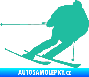 Samolepka Lyžař 019 pravá tyrkysová