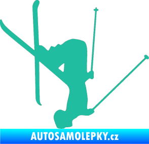 Samolepka Lyžař 023 pravá tyrkysová