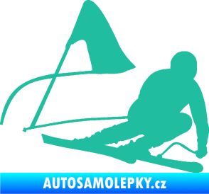 Samolepka Lyžař 025 pravá tyrkysová
