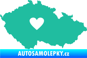 Samolepka Mapa České republiky 002 srdce tyrkysová