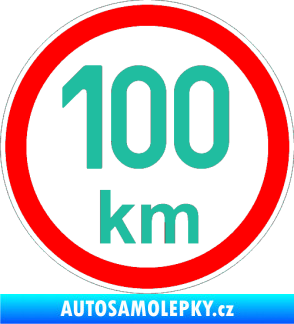 Samolepka Maximální rychlost 100km - nejvyšší konstrukční rychlost tyrkysová