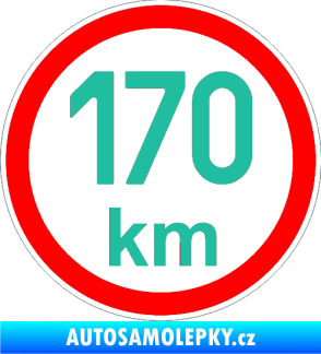 Samolepka Maximální rychlost 170km - nejvyšší konstrukční rychlost tyrkysová