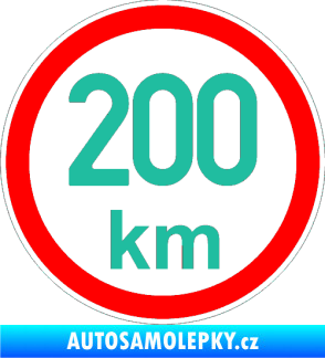 Samolepka Maximální rychlost 200km - nejvyšší konstrukční rychlost tyrkysová