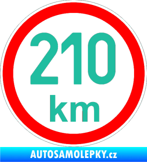 Samolepka Maximální rychlost 210km - nejvyšší konstrukční rychlost tyrkysová