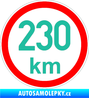 Samolepka Maximální rychlost 230km - nejvyšší konstrukční rychlost tyrkysová