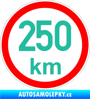 Samolepka Maximální rychlost 250km - nejvyšší konstrukční rychlost tyrkysová