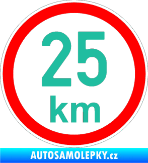 Samolepka Maximální rychlost 25km - nejvyšší konstrukční rychlost tyrkysová