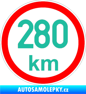 Samolepka Maximální rychlost 280km - nejvyšší konstrukční rychlost tyrkysová