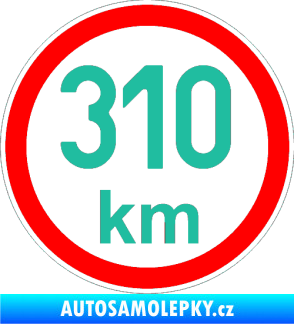 Samolepka Maximální rychlost 310km - nejvyšší konstrukční rychlost tyrkysová
