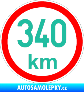 Samolepka Maximální rychlost 340km - nejvyšší konstrukční rychlost tyrkysová