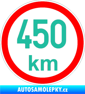 Samolepka Maximální rychlost 450km - nejvyšší konstrukční rychlost tyrkysová