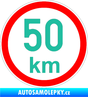 Samolepka Maximální rychlost 50km - nejvyšší konstrukční rychlost tyrkysová