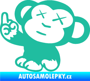 Samolepka Monkey Fuck Off JDM levá tyrkysová