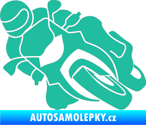 Samolepka Motorka 001 levá silniční motorky tyrkysová