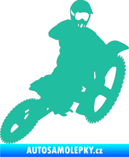 Samolepka Motorka 004 pravá motokros tyrkysová