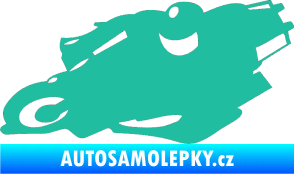 Samolepka Motorka 007 levá silniční motorky tyrkysová