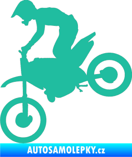 Samolepka Motorka 015 levá motokros tyrkysová