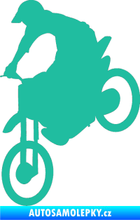 Samolepka Motorka 016 levá motokros tyrkysová