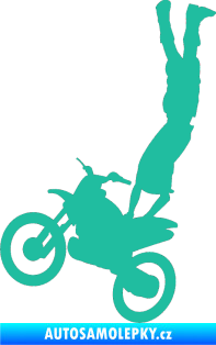 Samolepka Motorka 019 levá motokros freestyle akrobacie na motorce tyrkysová