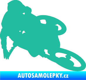 Samolepka Motorka 026 pravá motokros freestyle tyrkysová