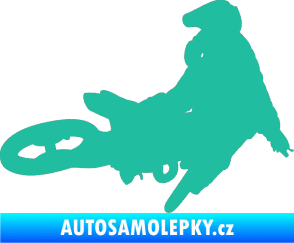 Samolepka Motorka 028 pravá motokros tyrkysová