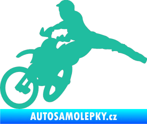 Samolepka Motorka 030 levá motokros tyrkysová
