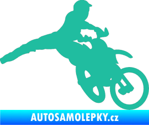 Samolepka Motorka 030 pravá motokros tyrkysová