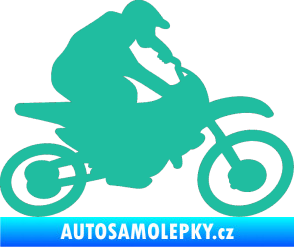 Samolepka Motorka 031 pravá motokros tyrkysová