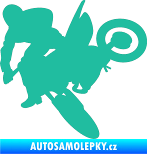 Samolepka Motorka 033 levá motokros tyrkysová