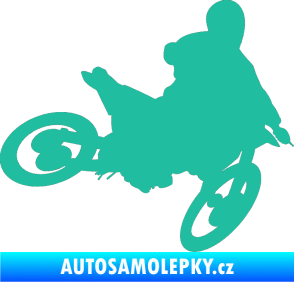 Samolepka Motorka 034 pravá motokros tyrkysová
