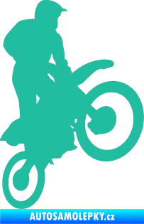 Samolepka Motorka 035 pravá motokros tyrkysová