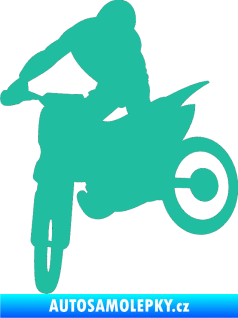 Samolepka Motorka 037 levá motokros tyrkysová