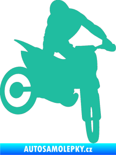 Samolepka Motorka 037 pravá motokros tyrkysová