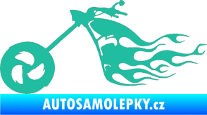 Samolepka Motorka 042 levá plameny tyrkysová