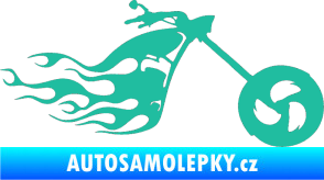 Samolepka Motorka 042 pravá plameny tyrkysová