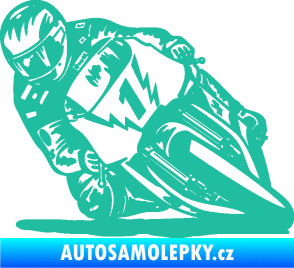 Samolepka Motorka 051 levá tyrkysová
