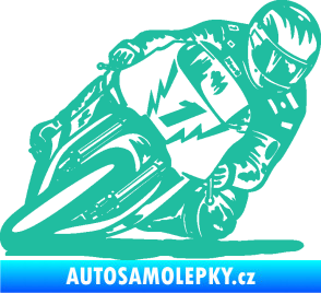 Samolepka Motorka 051 pravá tyrkysová