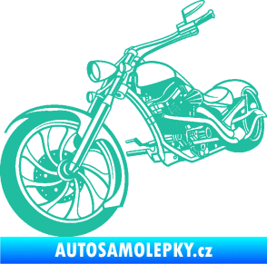 Samolepka Motorka chopper 002 levá tyrkysová