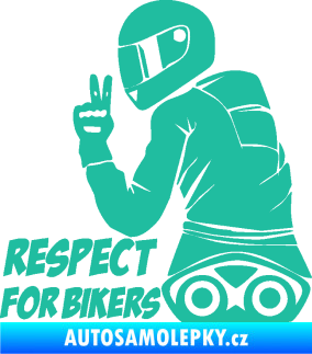 Samolepka Motorkář 003 levá respect for bikers nápis tyrkysová