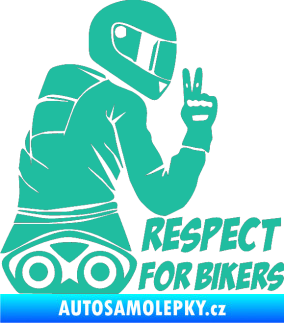 Samolepka Motorkář 003 pravá respect for bikers nápis tyrkysová