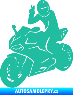 Samolepka Motorkář 006 levá tyrkysová